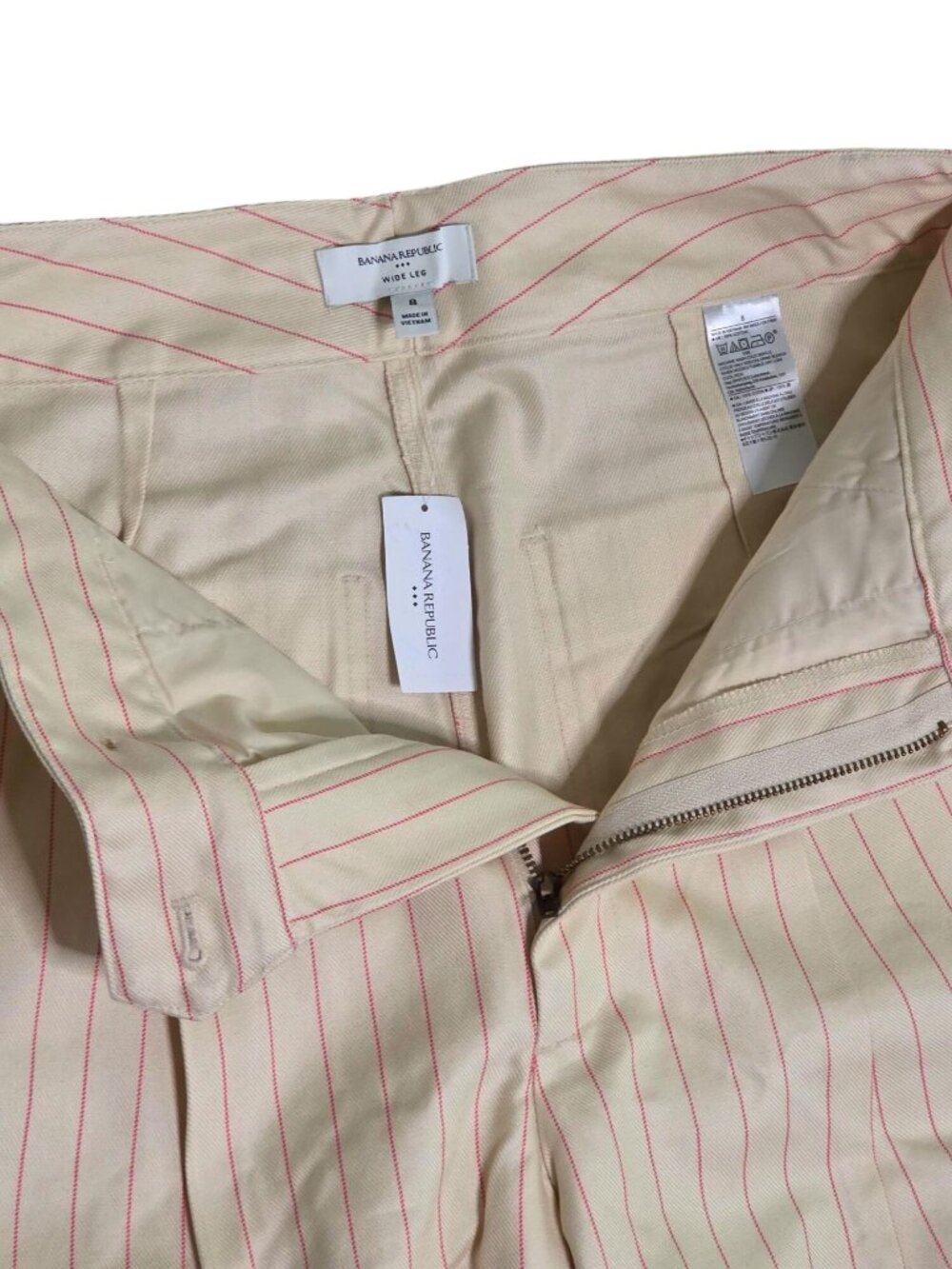 NWT Banana Republic Pinstripe/Twill Wide Leg High Rise Pants (SKU#2147) - Picture 5 of 8